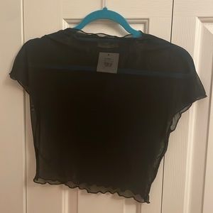 Black sheer short sleeve top